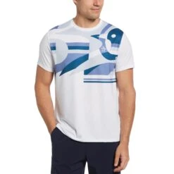Original Penguin Colour Block Abstract Print Performance Tennis T-Shirt In Bright White(Color Block Abstract Print Performance Tennis Tee White O1kfe007gg 118)
