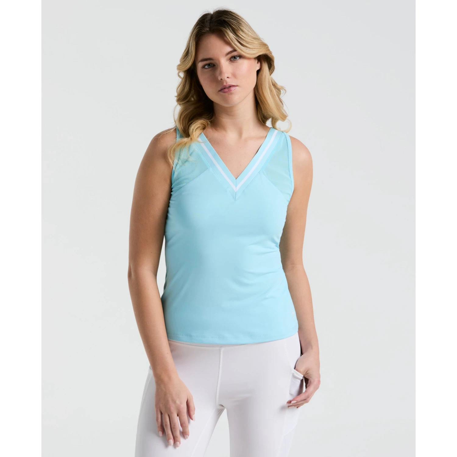 Original Penguin Women's Tennis Colour Block Tank Top In Castaway(Womens Tennis Colour Block Tank Top Blue O1ksf020gg 445) 3 Original Penguin Women's Tennis Colour Block Tank Top In Castaway(Womens Tennis Colour Block Tank Top Blue O1ksf020gg 445)