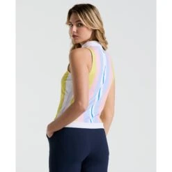 Original Penguin Women's Tennis Striped Ribbed Tank Top In Bright White(Womens Tennis Striped Ribbed Tank Top White O1ksf027gg 118) -Original Penguin Shop O1KSF027 118 alt1