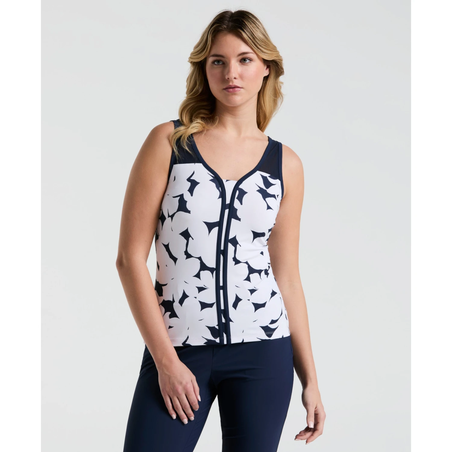 Original Penguin Women's Tennis Riviera Floral Print Tank Top In Black Iris(Womens Tennis Riviera Floral Print Tank Top Blue O1ksf032gg 417) 3 Original Penguin Women's Tennis Riviera Floral Print Tank Top In Black Iris(Womens Tennis Riviera Floral Print Tank Top Blue O1ksf032gg 417)