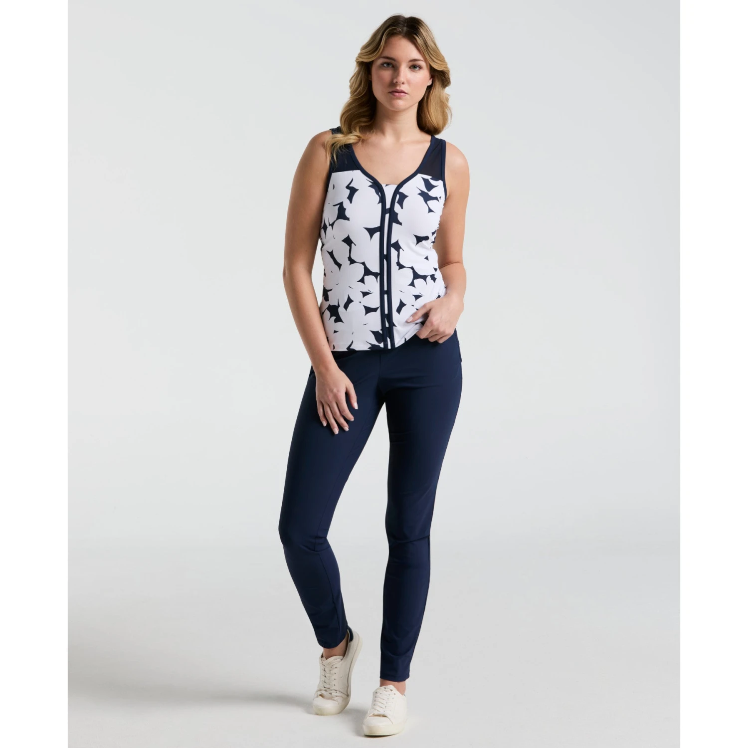 Original Penguin Women's Tennis Riviera Floral Print Tank Top In Black Iris(Womens Tennis Riviera Floral Print Tank Top Blue O1ksf032gg 417) 6 Original Penguin Women's Tennis Riviera Floral Print Tank Top In Black Iris(Womens Tennis Riviera Floral Print Tank Top Blue O1ksf032gg 417) - Image 4