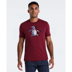 Original Penguin Overlap Pete Graphic T-Shirt In Cabernet(Overlap Pete Graphic T Shirt Red Ockf2553gp 605)