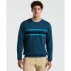 Original Penguin Fleece Chest Stripe Crew Neck Sweater In Blue Wing Teal(Fleece Chest Stripe Crew Neck Sweater Blue Ocks2500gp 415) 2 Original Penguin Fleece Chest Stripe Crew Neck Sweater In Blue Wing Teal(Fleece Chest Stripe Crew Neck Sweater Blue Ocks2500gp 415) -Original Penguin Shop OCKS2500 415