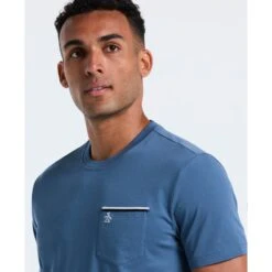 Original Penguin Earl Tape Tipped Pocket T-Shirt In Copen Blue(Earl Tape Tipped Pocket T Shirt Blue Ocksb025gp 443) -Original Penguin Shop OCKSB025 443 alt2