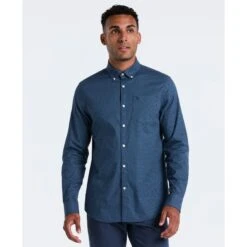 Original Penguin Micro Diamond Print Shirt In Sargasso Sea(Micro Diamond Print Shirt Blue Ocwf2516gp 485)