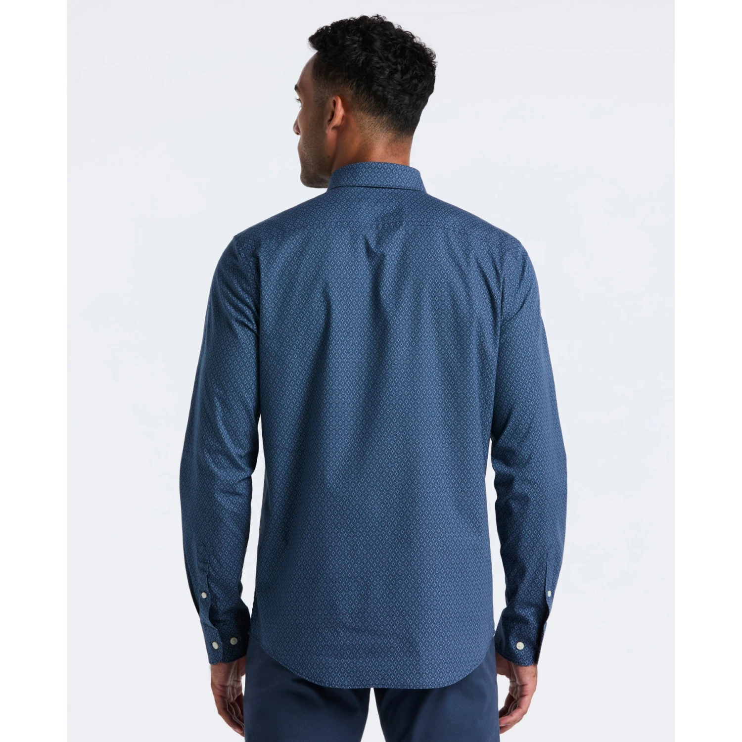 Original Penguin Micro Diamond Print Shirt In Sargasso Sea(Micro Diamond Print Shirt Blue Ocwf2516gp 485) 4 Original Penguin Micro Diamond Print Shirt In Sargasso Sea(Micro Diamond Print Shirt Blue Ocwf2516gp 485) - Image 2