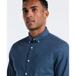 Original Penguin Micro Diamond Print Shirt In Sargasso Sea(Micro Diamond Print Shirt Blue Ocwf2516gp 485) 8 Original Penguin Micro Diamond Print Shirt In Sargasso Sea(Micro Diamond Print Shirt Blue Ocwf2516gp 485) -Original Penguin Shop OCWF2516 485 alt2