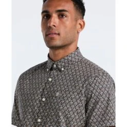 Original Penguin Diamond Geo Print Short Sleeve Shirt In Tigers Eye(Diamond Geo Print Short Sleeve Shirt Brown Ocwf2520gp 218) -Original Penguin Shop OCWF2520 218 alt2