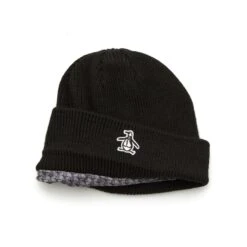 Original Penguin Cuffed Beanie In Caviar(Cuffed Golf Beanie Black Ogafe071gg 001) -Original Penguin Shop OGAFE071 001 alt3