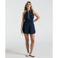 Original Penguin Women's Veronica Sleeveless Dress In Black Iris(Veronica Golf Dress With Shorts Blue Ogdse054gg 417) -Original Penguin Shop OGDSE054 417 alt3