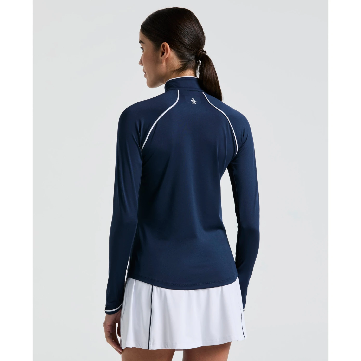 Original Penguin Women's Long Sleeve Top With Sun Protection In Black Iris(Womens Long Sleeve Quarter Zip Tennis Shirt Blue Ogksc098gg 417) 4 Original Penguin Women's Long Sleeve Top With Sun Protection In Black Iris(Womens Long Sleeve Quarter Zip Tennis Shirt Blue Ogksc098gg 417) - Image 2