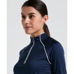 Original Penguin Women's Long Sleeve Top With Sun Protection In Black Iris(Womens Long Sleeve Quarter Zip Tennis Shirt Blue Ogksc098gg 417) 8 Original Penguin Women's Long Sleeve Top With Sun Protection In Black Iris(Womens Long Sleeve Quarter Zip Tennis Shirt Blue Ogksc098gg 417) -Original Penguin Shop OGKSC098 417 alt2