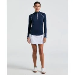Original Penguin Women's Long Sleeve Top With Sun Protection In Black Iris(Womens Long Sleeve Quarter Zip Tennis Shirt Blue Ogksc098gg 417) 9 Original Penguin Women's Long Sleeve Top With Sun Protection In Black Iris(Womens Long Sleeve Quarter Zip Tennis Shirt Blue Ogksc098gg 417) -Original Penguin Shop OGKSC098 417 alt3
