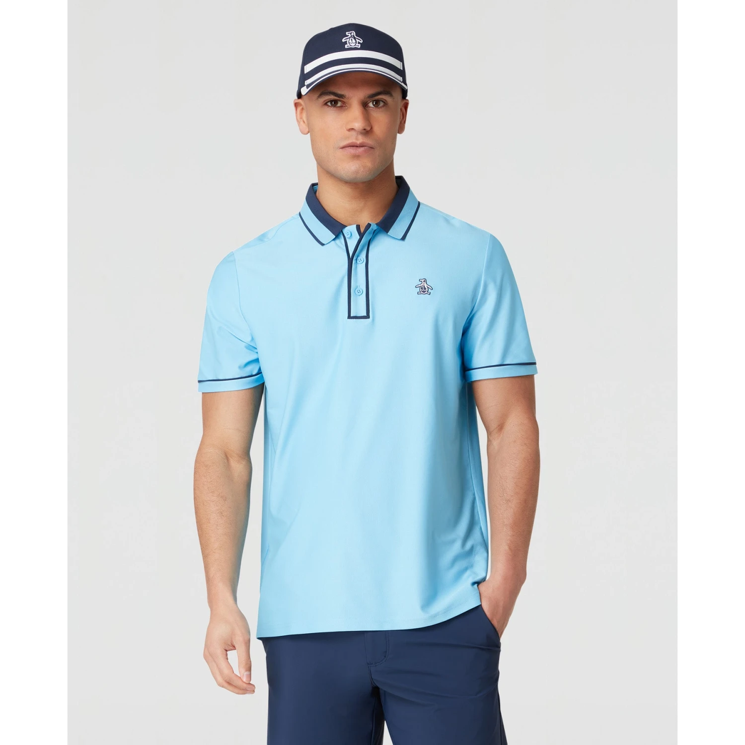 Original Penguin Ribbed Earl Blocked Golf Polo Shirt In Blue Grotto(Ribbed Earl Blocked Golf Polo Shirt Blue Ogksf016gg 457) 3 Original Penguin Ribbed Earl Blocked Golf Polo Shirt In Blue Grotto(Ribbed Earl Blocked Golf Polo Shirt Blue Ogksf016gg 457)