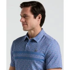 Original Penguin Engineered Novelty Stripe Printed Golf Polo Shirt In Quiet Harbour(Engineered Novelty Stripe Printed Golf Polo Shirt Blue Ogksf019gg 453) -Original Penguin Shop OGKSF019 453 alt2
