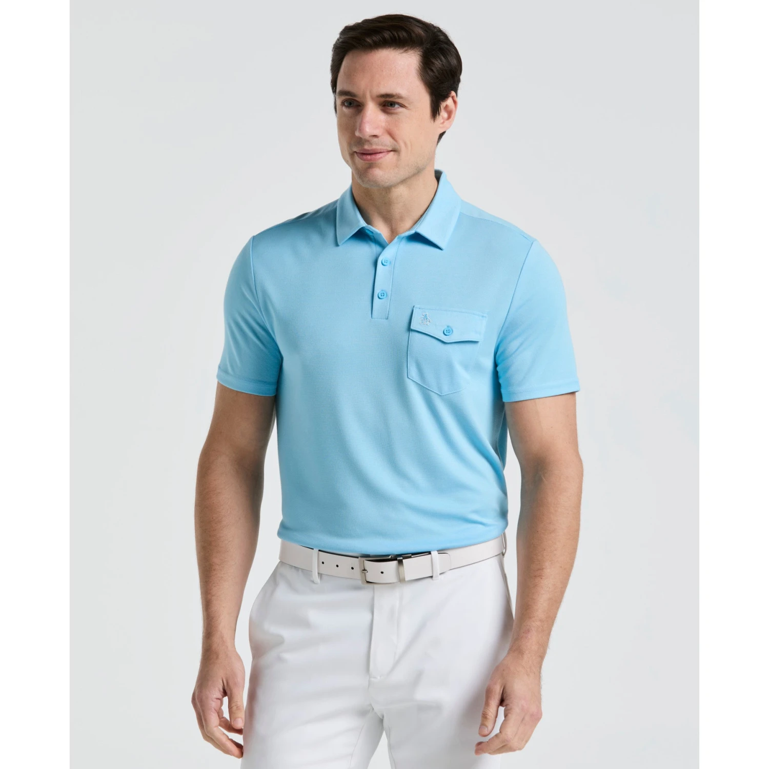 Original Penguin Pete's Fine Line Golf Polo Shirt In Blue Grotto(Petes Fine Line Golf Polo Shirt Blue Ogksf024gg 457) 3 Original Penguin Pete's Fine Line Golf Polo Shirt In Blue Grotto(Petes Fine Line Golf Polo Shirt Blue Ogksf024gg 457)