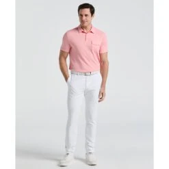 Original Penguin Pete's Fine Line Golf Polo Shirt In Murex Shell(Petes Fine Line Golf Polo Shirt Pink Ogksf024gg 680) -Original Penguin Shop OGKSF024 680 alt3
