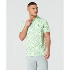 Original Penguin All Over Print Underwater Mosaic Golf Polo Shirt In Sprucestone(All Over Print Underwater Mosaic Golf Polo Shirt Green Ogksf027gg 338)