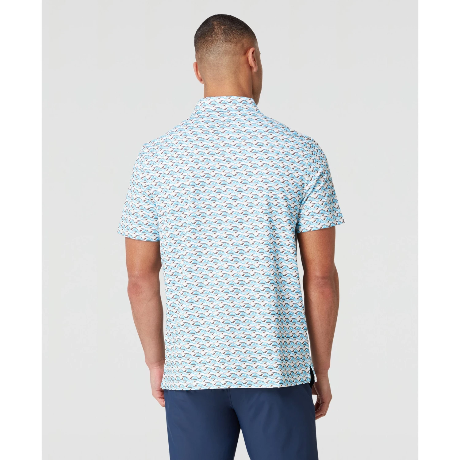 Original Penguin Layered Umbrella Print Golf Polo Shirt In Blue Grotto(Layered Umbrella Print Golf Polo Shirt Blue Ogksf029gg 457) 4 Original Penguin Layered Umbrella Print Golf Polo Shirt In Blue Grotto(Layered Umbrella Print Golf Polo Shirt Blue Ogksf029gg 457) - Image 2