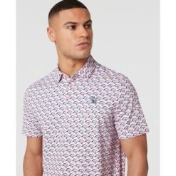 Original Penguin Layered Umbrella Print Golf Polo Shirt In Murex Shell(Layered Umbrella Print Golf Polo Shirt Pink Ogksf029gg 680) 9 Original Penguin Layered Umbrella Print Golf Polo Shirt In Murex Shell(Layered Umbrella Print Golf Polo Shirt Pink Ogksf029gg 680) -Original Penguin Shop OGKSF029 680 alt2
