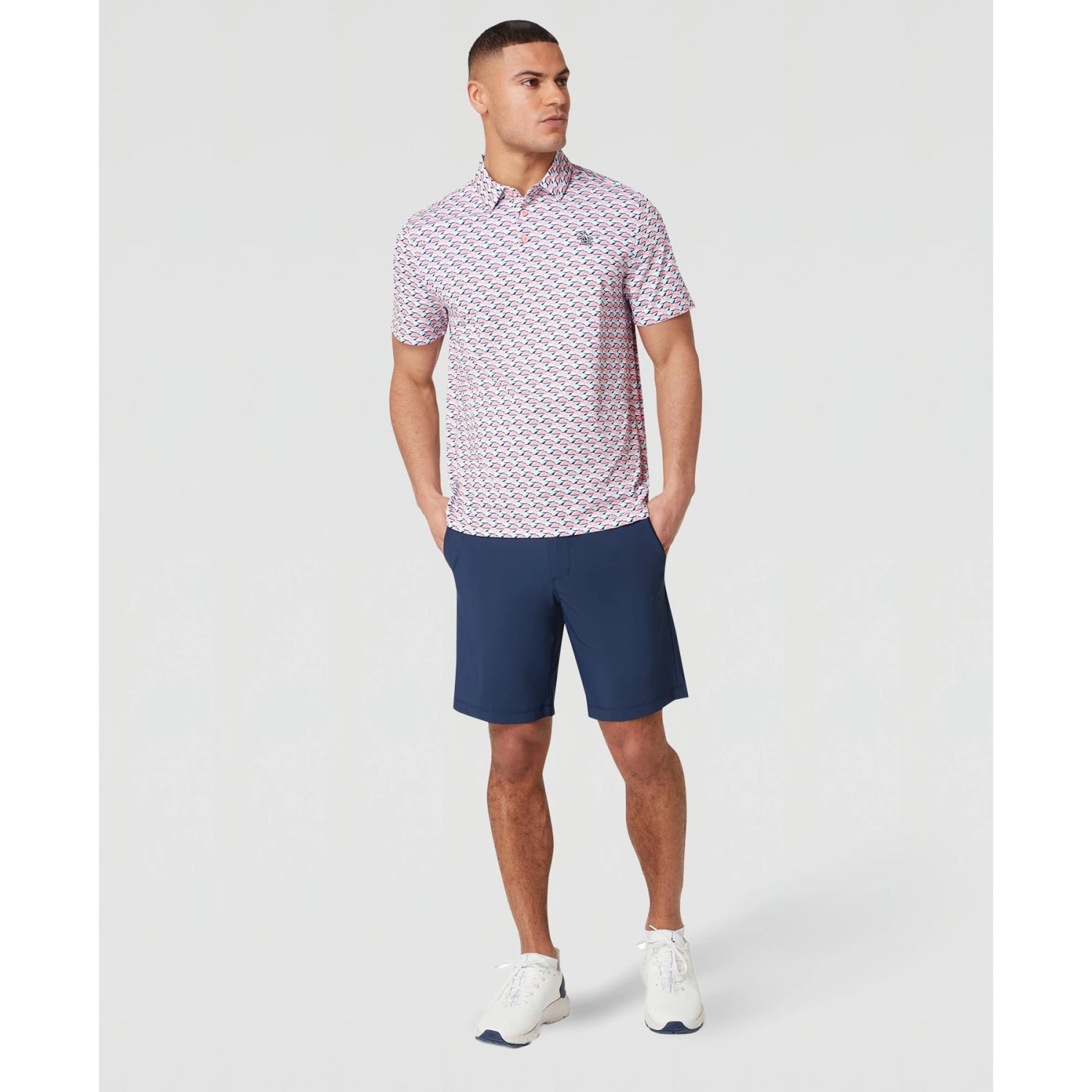 Original Penguin Layered Umbrella Print Golf Polo Shirt In Murex Shell(Layered Umbrella Print Golf Polo Shirt Pink Ogksf029gg 680) 6 Original Penguin Layered Umbrella Print Golf Polo Shirt In Murex Shell(Layered Umbrella Print Golf Polo Shirt Pink Ogksf029gg 680) - Image 4