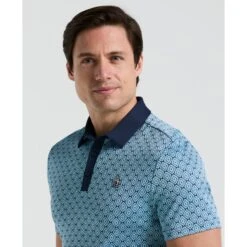 Original Penguin Yarn Dyed Bohemian Jacquard Golf Polo Shirt In Black Iris(Yarn Dyed Bohemian Jacquard Golf Polo Shirt Blue Ogksf030gg 417) -Original Penguin Shop OGKSF030 417 alt2