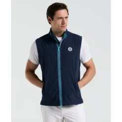 Original Penguin Heritage Lightweight Packable Golf Gilet In Black Iris(Heritage Lightweight Packable Golf Gilet Blue Ogvsf010gg 417)