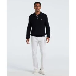 Original Penguin Zigzag Stitch Long Sleeve Sweater Polo In Dark Sapphire(Zigzag Stitch Long Sleeve Sweater Polo Blue Opgf2502gp 413) -Original Penguin Shop OPGF2502 413 alt3