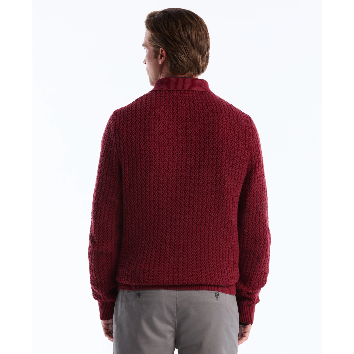 Original Penguin Zigzag Stitch Long Sleeve Sweater Polo In Cabernet(Zigzag Stitch Long Sleeve Sweater Polo Red Opgf2502gp 605) 4 Original Penguin Zigzag Stitch Long Sleeve Sweater Polo In Cabernet(Zigzag Stitch Long Sleeve Sweater Polo Red Opgf2502gp 605) - Image 2