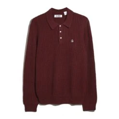 Original Penguin Zigzag Stitch Long Sleeve Sweater Polo In Cabernet(Zigzag Stitch Long Sleeve Sweater Polo Red Opgf2502gp 605) 13 Original Penguin Zigzag Stitch Long Sleeve Sweater Polo In Cabernet(Zigzag Stitch Long Sleeve Sweater Polo Red Opgf2502gp 605) -Original Penguin Shop OPGF2502 605 alt5