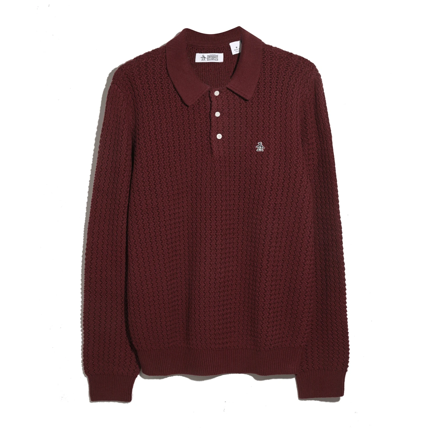 Original Penguin Zigzag Stitch Long Sleeve Sweater Polo In Cabernet(Zigzag Stitch Long Sleeve Sweater Polo Red Opgf2502gp 605) 8 Original Penguin Zigzag Stitch Long Sleeve Sweater Polo In Cabernet(Zigzag Stitch Long Sleeve Sweater Polo Red Opgf2502gp 605) - Image 6