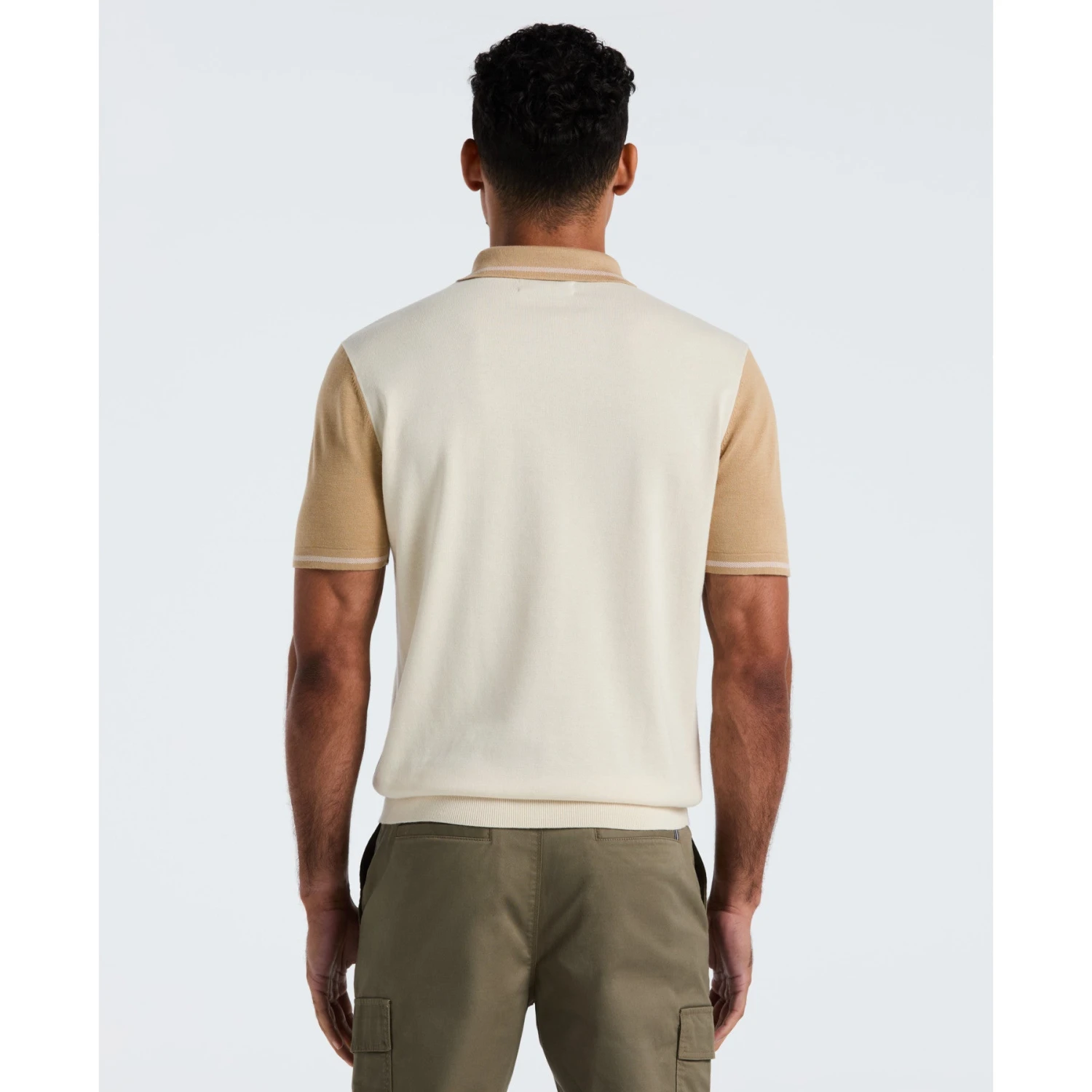Original Penguin Colourblock Sweater Polo In Birch(Colourblock Sweater Polo Beige Opgf2503gp 252) 4 Original Penguin Colourblock Sweater Polo In Birch(Colourblock Sweater Polo Beige Opgf2503gp 252) - Image 2