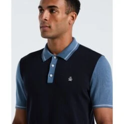 Original Penguin Colourblock Sweater Polo In Dark Sapphire(Colourblock Sweater Polo Blue Opgf2503gp 413) 8 Original Penguin Colourblock Sweater Polo In Dark Sapphire(Colourblock Sweater Polo Blue Opgf2503gp 413) -Original Penguin Shop OPGF2503 413 alt2
