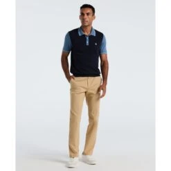 Original Penguin Colourblock Sweater Polo In Dark Sapphire(Colourblock Sweater Polo Blue Opgf2503gp 413) 9 Original Penguin Colourblock Sweater Polo In Dark Sapphire(Colourblock Sweater Polo Blue Opgf2503gp 413) -Original Penguin Shop OPGF2503 413 alt3