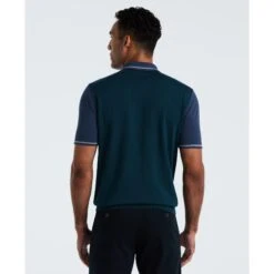 Original Penguin Colourblock Sweater Polo In Reflecting Pond(Colourblock Sweater Polo Blue Opgf2503gp 470) -Original Penguin Shop OPGF2503 470 alt1