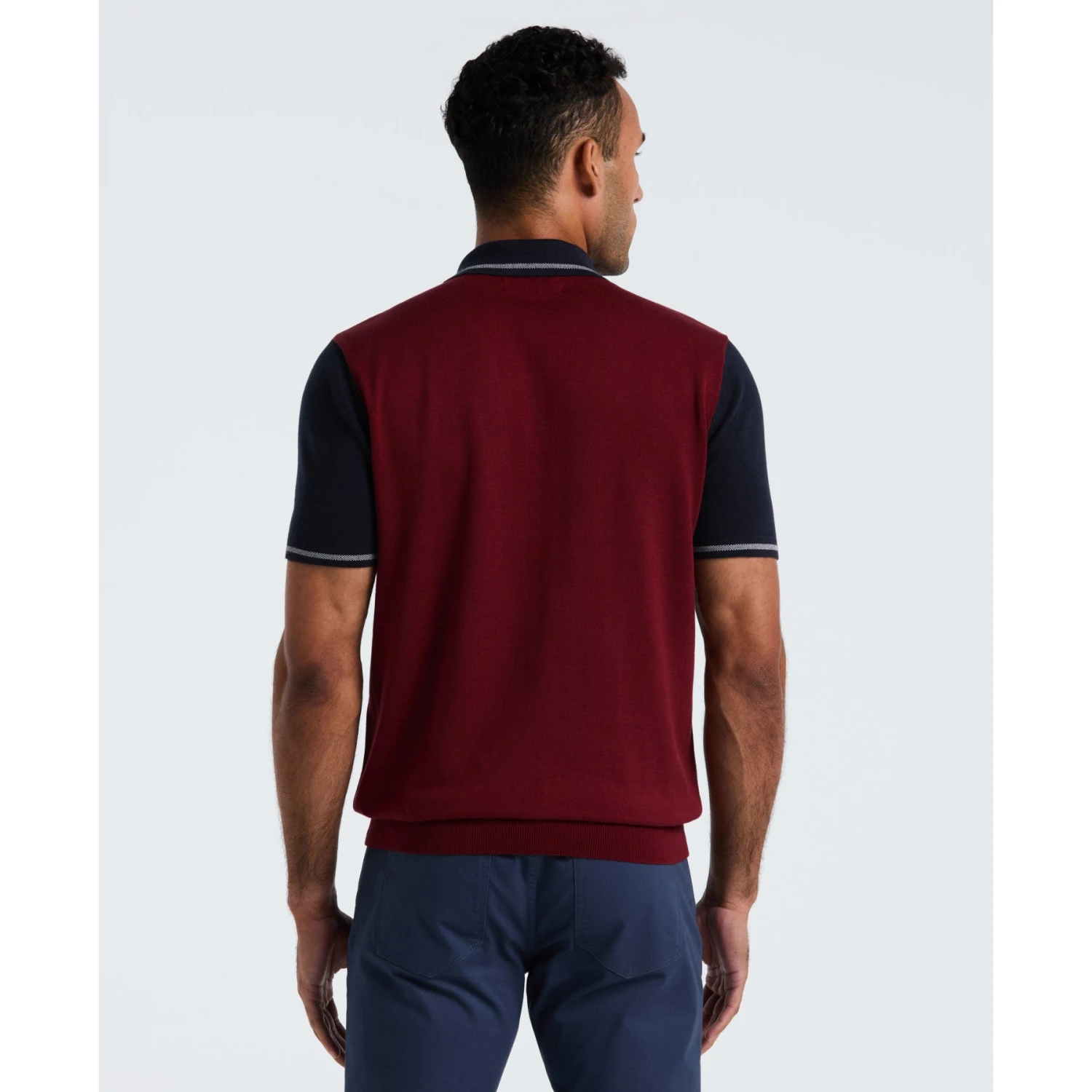 Original Penguin Colourblock Sweater Polo In Cabernet(Colourblock Sweater Polo Red Opgf2503gp 605) 4 Original Penguin Colourblock Sweater Polo In Cabernet(Colourblock Sweater Polo Red Opgf2503gp 605) - Image 2