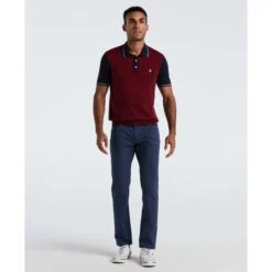 Original Penguin Colourblock Sweater Polo In Cabernet(Colourblock Sweater Polo Red Opgf2503gp 605) 9 Original Penguin Colourblock Sweater Polo In Cabernet(Colourblock Sweater Polo Red Opgf2503gp 605) -Original Penguin Shop OPGF2503 605 alt3