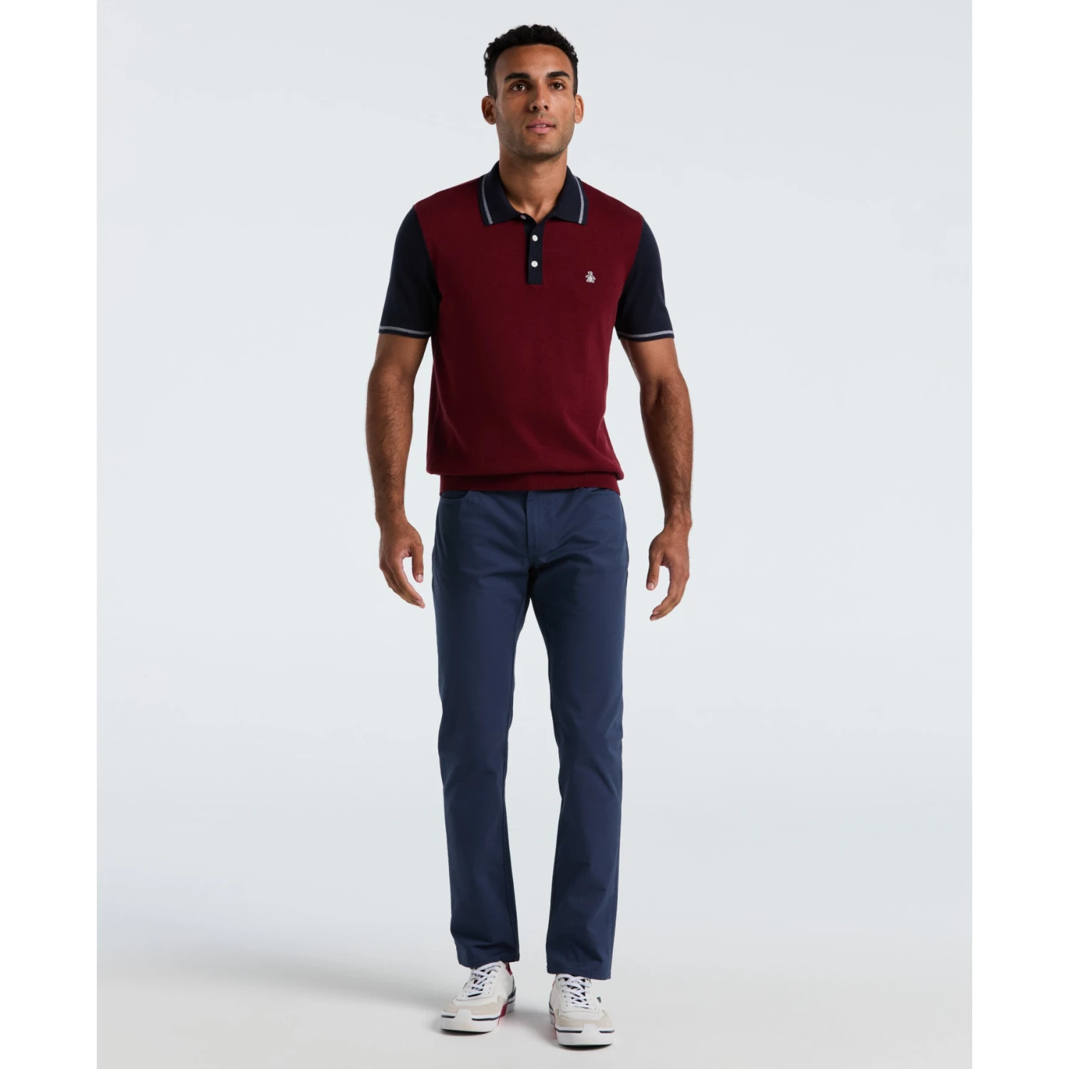 Original Penguin Colourblock Sweater Polo In Cabernet(Colourblock Sweater Polo Red Opgf2503gp 605) 6 Original Penguin Colourblock Sweater Polo In Cabernet(Colourblock Sweater Polo Red Opgf2503gp 605) - Image 4