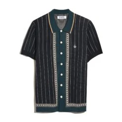 Original Penguin Striped Button Front Sweater Polo In Dark Sapphire(Striped Button Front Sweater Polo Blue Opgf2508gp 413) -Original Penguin Shop OPGF2508 413 alt4