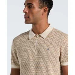 Original Penguin Geometric Jacquard 1/4 Zip Sweater Polo In Birch(Geometric Jacquard 1 4 Zip Sweater Polo Beige Opgf2509gp 252) 9 Original Penguin Geometric Jacquard 1/4 Zip Sweater Polo In Birch(Geometric Jacquard 1 4 Zip Sweater Polo Beige Opgf2509gp 252) -Original Penguin Shop OPGF2509 252 alt2