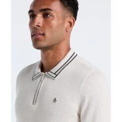 Original Penguin Tipped Quarter Zip Long Sleeve Sweater Polo In Birch Heather(Tipped Quarter Zip Long Sleeve Sweater Polo Beige Opgf2510gp 110) 9 Original Penguin Tipped Quarter Zip Long Sleeve Sweater Polo In Birch Heather(Tipped Quarter Zip Long Sleeve Sweater Polo Beige Opgf2510gp 110) -Original Penguin Shop OPGF2510 110 alt2