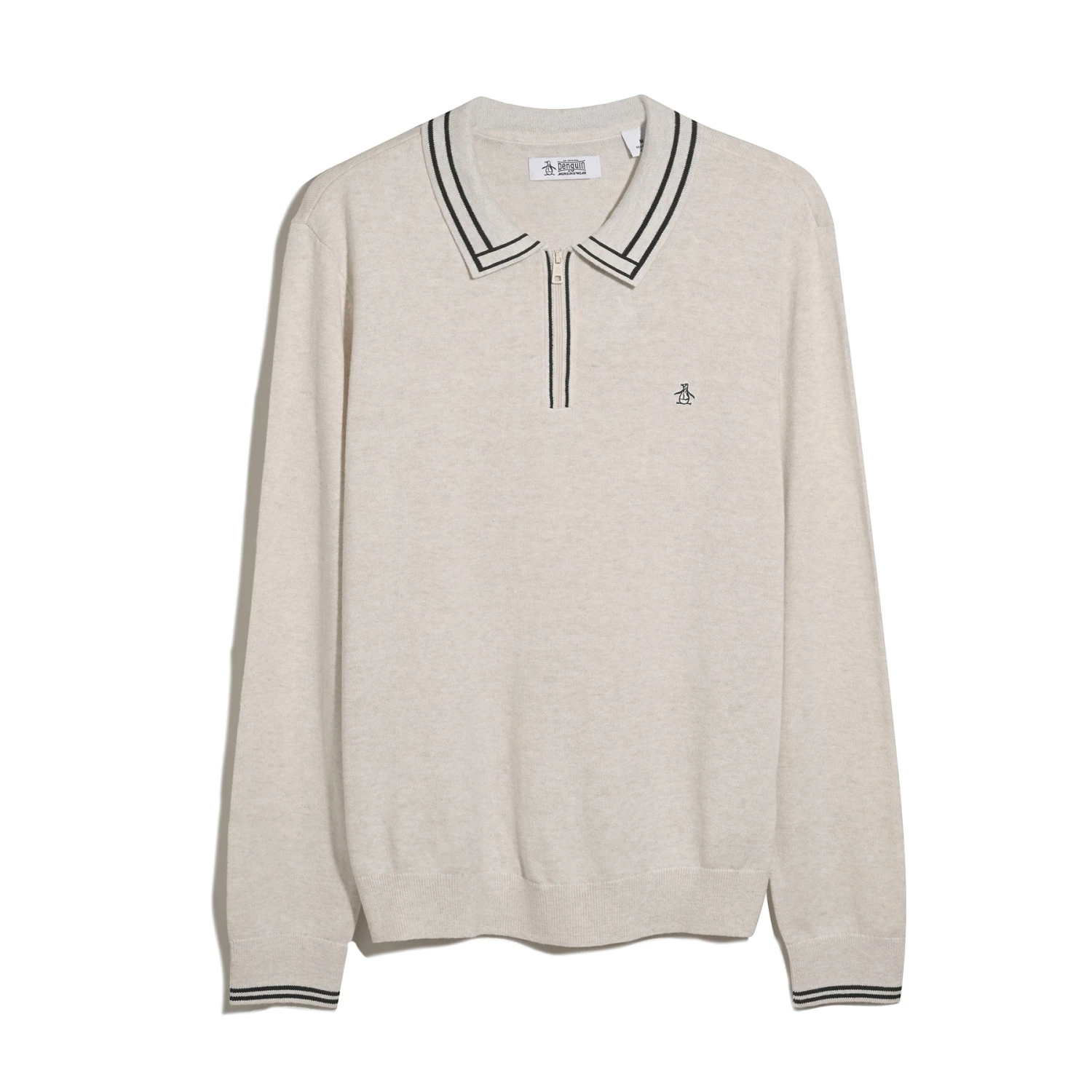 Original Penguin Tipped Quarter Zip Long Sleeve Sweater Polo In Birch Heather(Tipped Quarter Zip Long Sleeve Sweater Polo Beige Opgf2510gp 110) 7 Original Penguin Tipped Quarter Zip Long Sleeve Sweater Polo In Birch Heather(Tipped Quarter Zip Long Sleeve Sweater Polo Beige Opgf2510gp 110) - Image 5