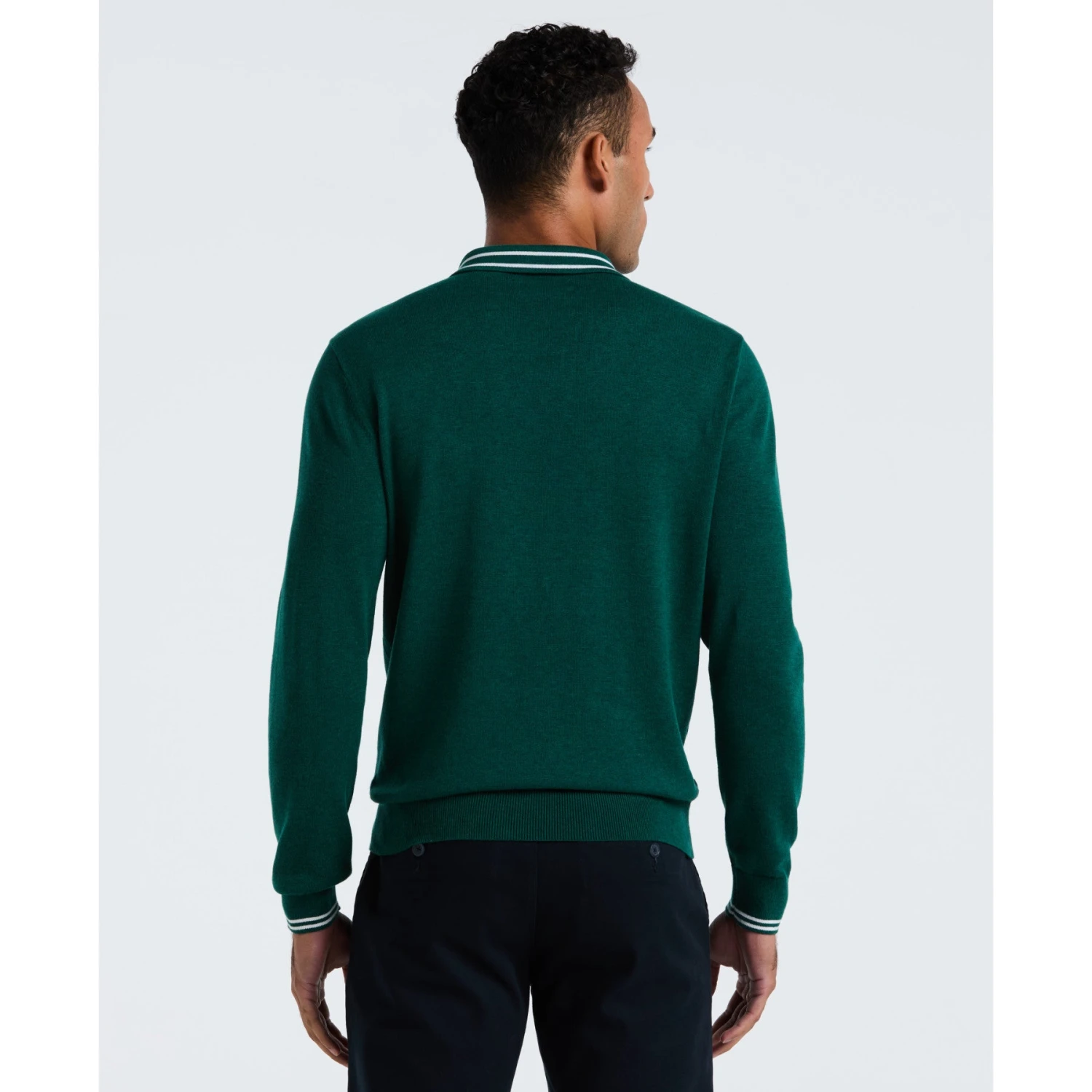 Original Penguin Tipped Quarter Zip Long Sleeve Sweater Polo In Botanical Green Heather(Tipped Quarter Zip Long Sleeve Sweater Polo Green Opgf2510gp 394) 4 Original Penguin Tipped Quarter Zip Long Sleeve Sweater Polo In Botanical Green Heather(Tipped Quarter Zip Long Sleeve Sweater Polo Green Opgf2510gp 394) - Image 2