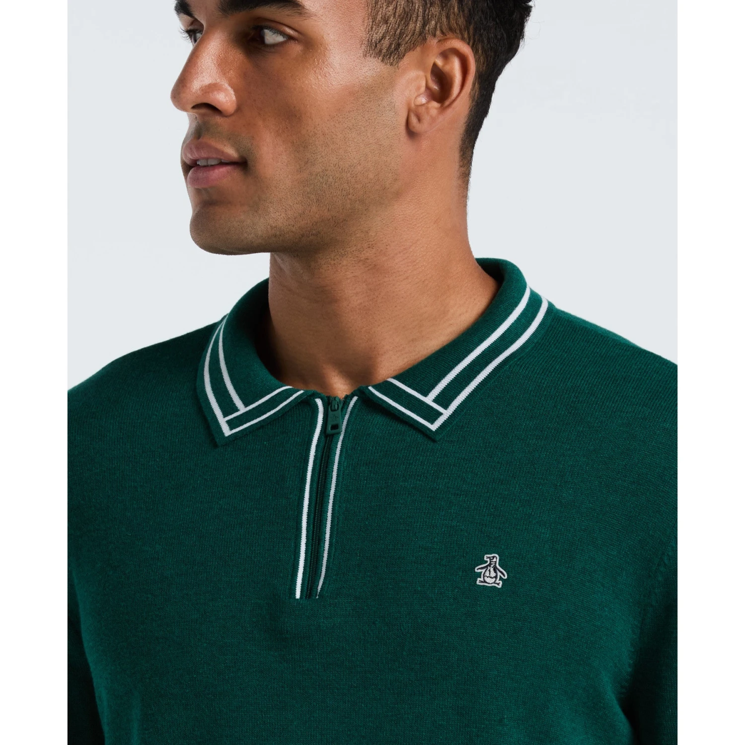Original Penguin Tipped Quarter Zip Long Sleeve Sweater Polo In Botanical Green Heather(Tipped Quarter Zip Long Sleeve Sweater Polo Green Opgf2510gp 394) 5 Original Penguin Tipped Quarter Zip Long Sleeve Sweater Polo In Botanical Green Heather(Tipped Quarter Zip Long Sleeve Sweater Polo Green Opgf2510gp 394) - Image 3