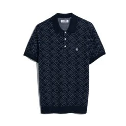 Original Penguin Jaquard Geometric Sweater Polo Shirt In Dark Sapphire(Jaquard Geometric Sweater Polo Shirt Blue Opgm2500gp 413) -Original Penguin Shop OPGM2500 413
