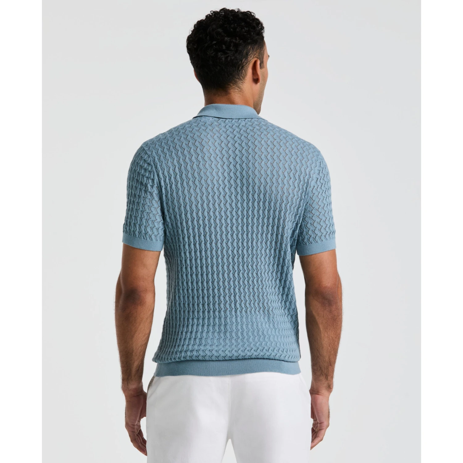 Original Penguin Drop Needle Textured Sweater Polo In Citadel(Drop Needle Textured Sweater Polo Blue Opgm2502gp 499) 4 Original Penguin Drop Needle Textured Sweater Polo In Citadel(Drop Needle Textured Sweater Polo Blue Opgm2502gp 499) - Image 2