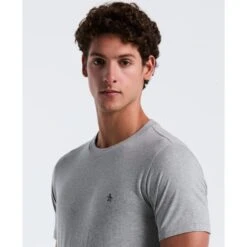 Original Penguin Pin Point Embroidered Logo Organic Cotton T-Shirt In Rain Heather(Pin Point Embroidered Logo Organic Cotton T Shirt Grey Opkb0903gp 080) -Original Penguin Shop OPKB0903 080 alt2