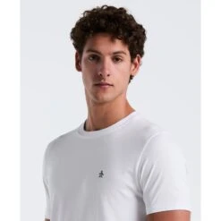 Original Penguin Pin Point Embroidered Logo Organic Cotton T-Shirt In Bright White(Pin Point Embroidered Logo Organic Cotton T Shirt White Opkb0903gp 118) -Original Penguin Shop OPKB0903 118 alt2