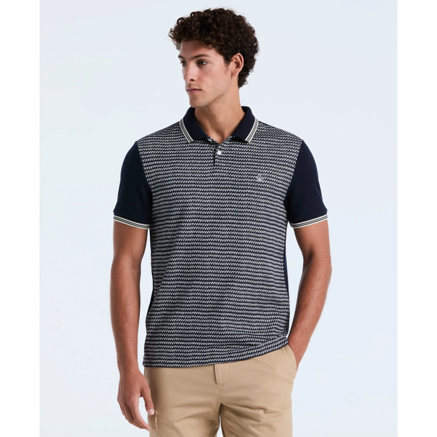 Original Penguin Mini Jacquard Polo Shirt In Dark Sapphire(Mini Jacquard Polo Shirt Blue Opkf2503gp 413) 3 Original Penguin Mini Jacquard Polo Shirt In Dark Sapphire(Mini Jacquard Polo Shirt Blue Opkf2503gp 413)