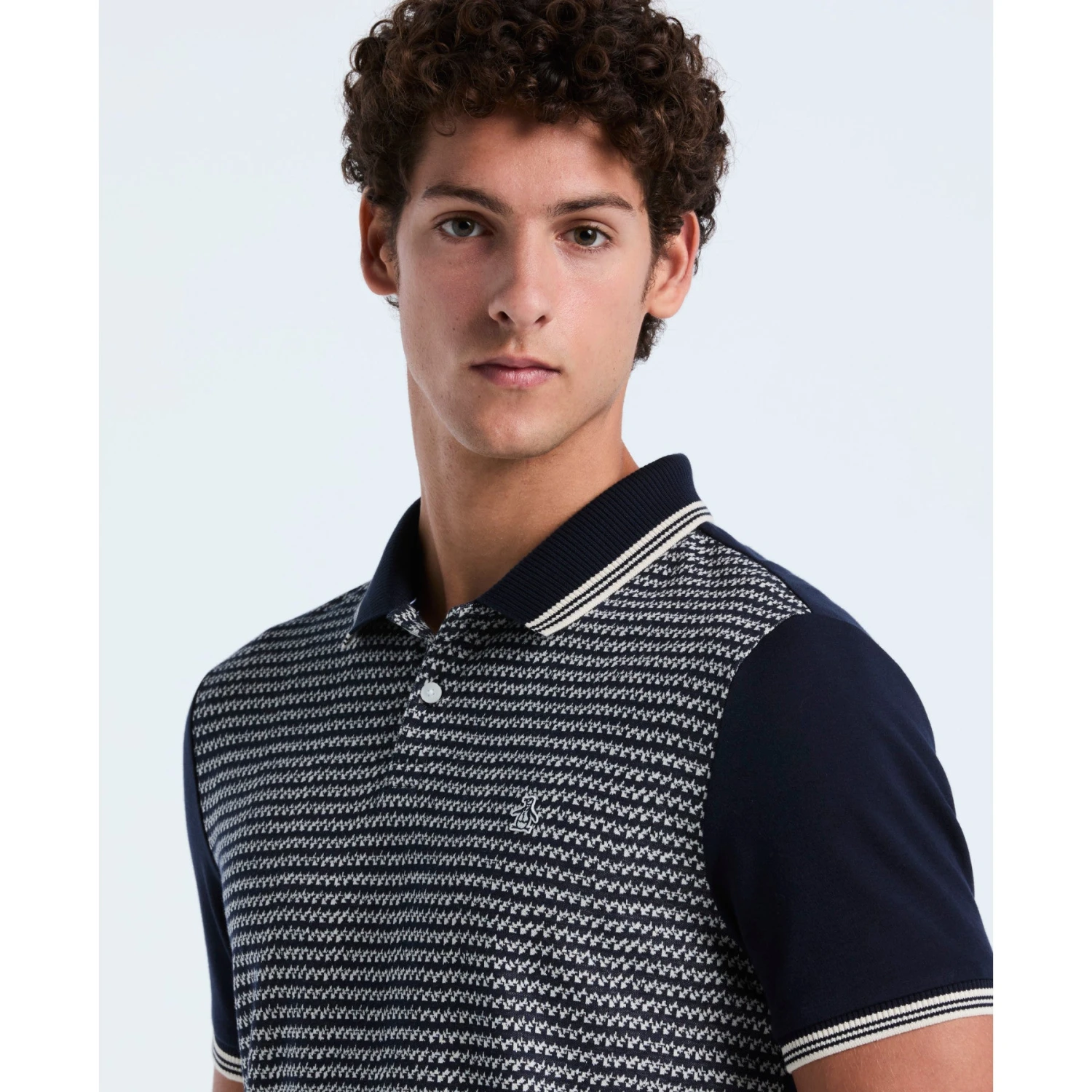 Original Penguin Mini Jacquard Polo Shirt In Dark Sapphire(Mini Jacquard Polo Shirt Blue Opkf2503gp 413) 5 Original Penguin Mini Jacquard Polo Shirt In Dark Sapphire(Mini Jacquard Polo Shirt Blue Opkf2503gp 413) - Image 3